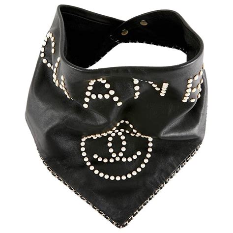 chanel leather bandana|chanel scarf black and white.